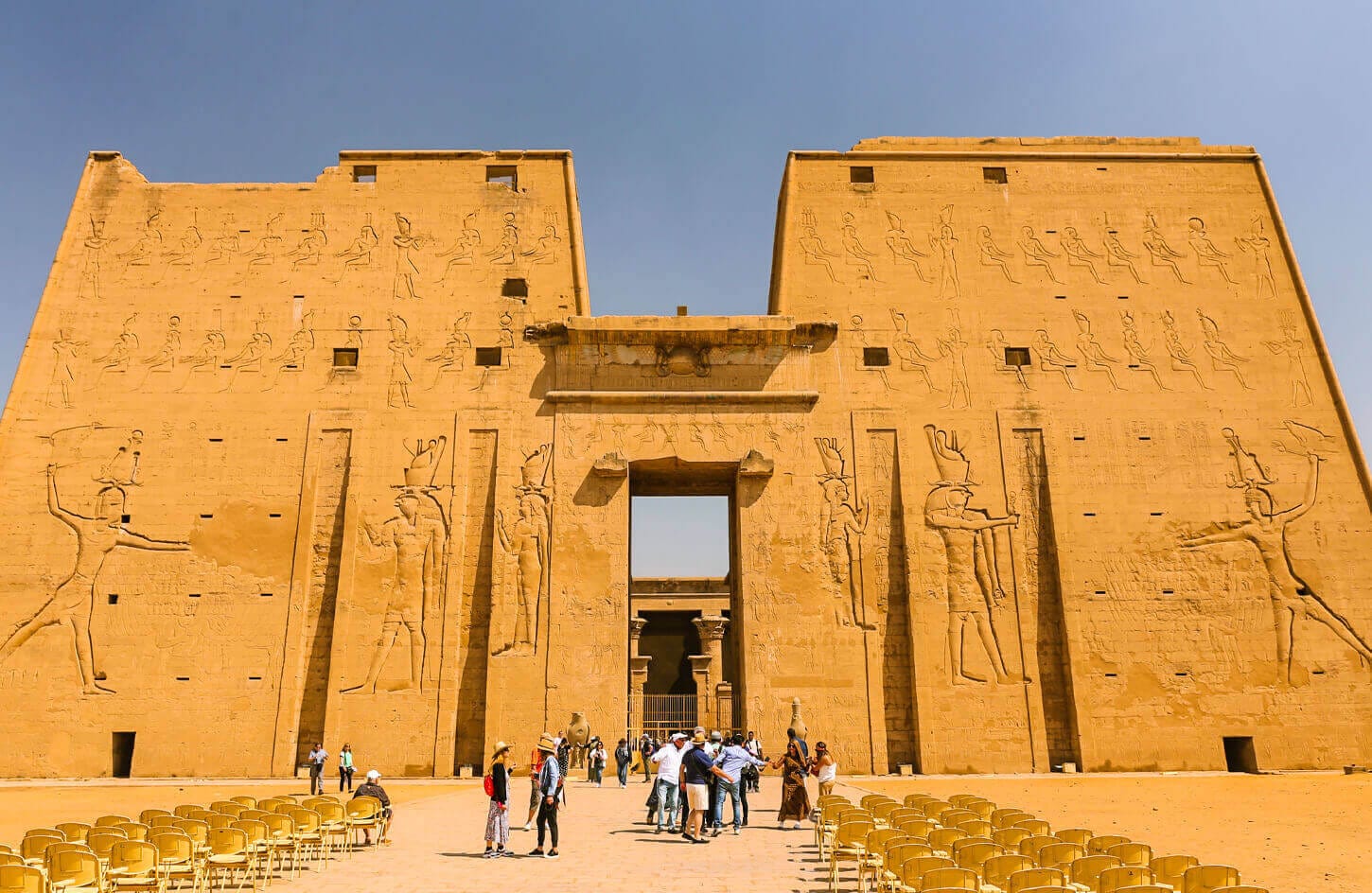 The-facade-of-the-Temple-of-Horus-while-preparing-for-the-sound-and-light-show